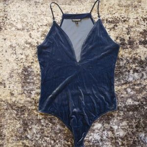 Sexy blue velvet express body suit